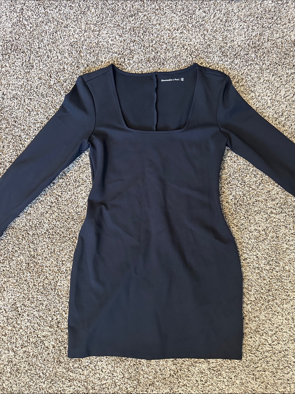 Abercrombie & Fitch Black Square Neck Bodycon Dress | Medium Petite | Worn Once